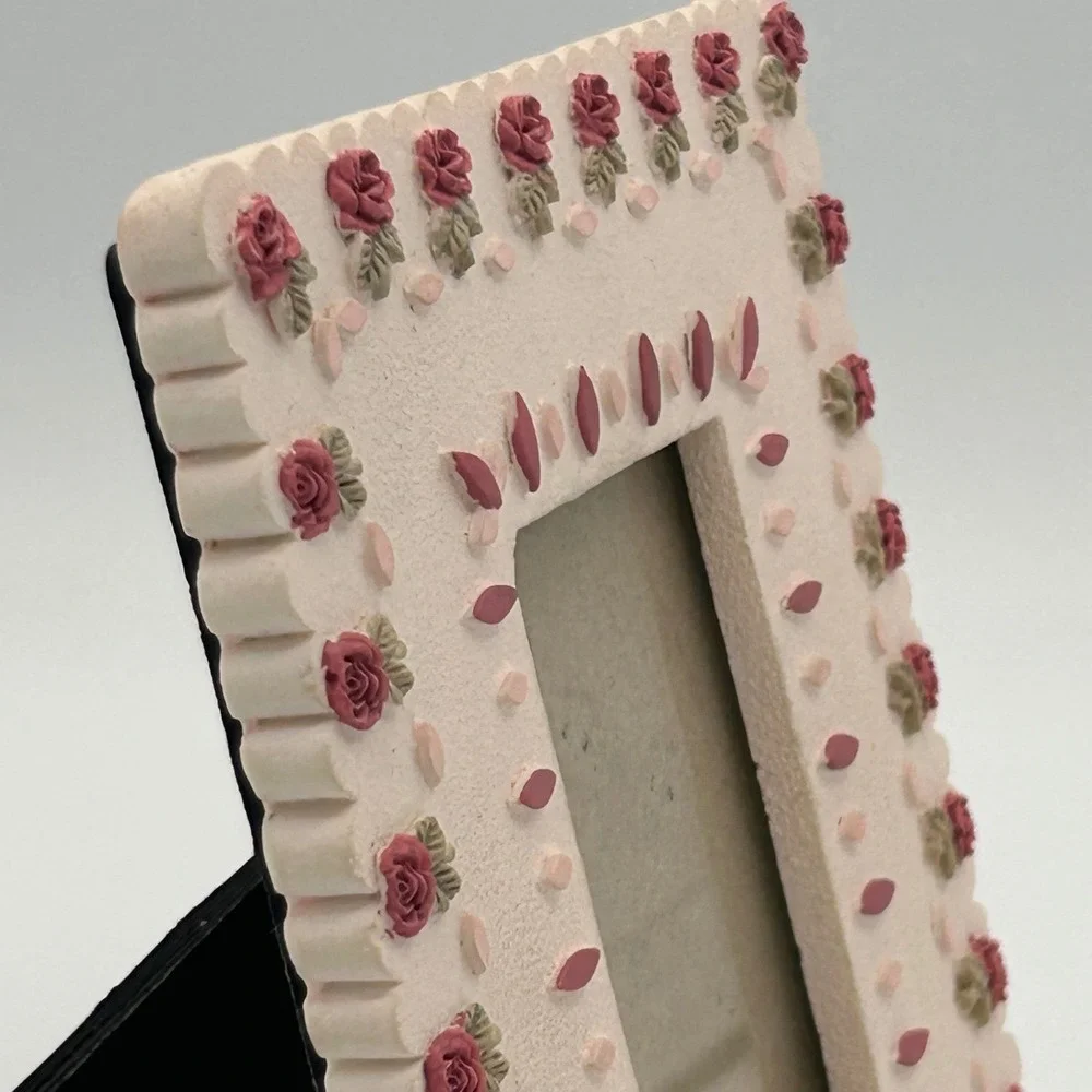 Prinz Picture Frame 2.5x3.5 Cream Rose Cottage Core‎ Shabby Chic